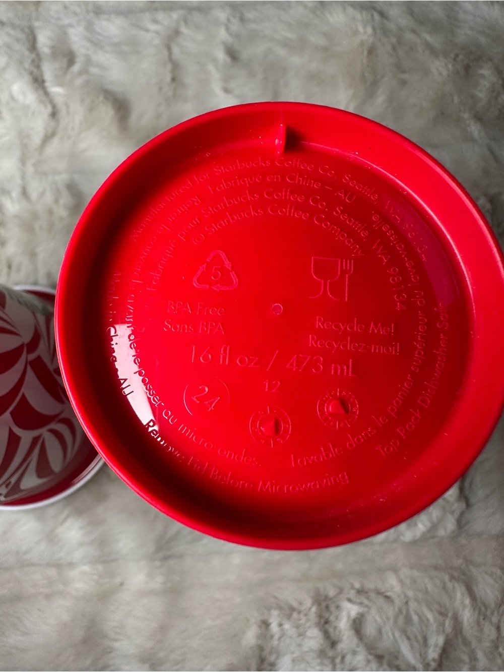 Starbucks Red and White Holiday Reusable Cup - Picture 3 of 6